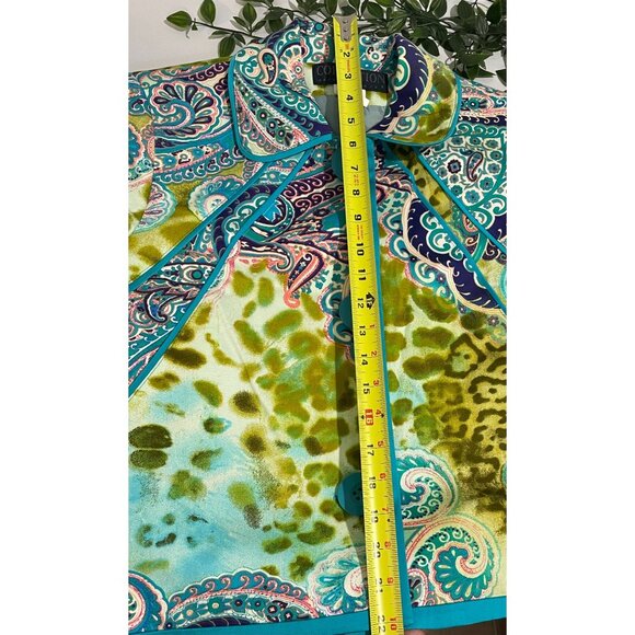 Harvé Benard Womens Paisley Print Jacket Size 8 Cotton Blend Green & Teal - Picture 12 of 13